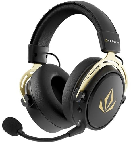 Forgeon Auriculares Gaming Inalámbricos General, Negro | Para PC, PS5, PS4, Xbox y Switch, Sonido Envolvente, Micrófono Extraíble, Batería de Larga Duración, Diseño Ergonómico