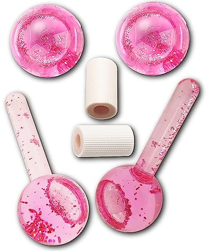 Lazzybeauty Ice Globes for Facial Cooling - 2 PCS Set for Eye & Neck, Cold Glass Ice Roller Ball, Cryo Sticks Face Globes, Tighten Skin, Reduce Puffiness and Dark Circles, Enhance Circulation