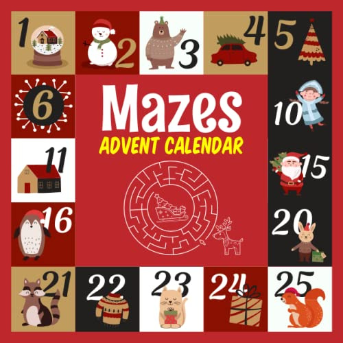 Advent Calendar Mazes: 25 Countdown to Christmas Puzzles from Easy, Medium to Hard | brain teaser For This Xmas by Solving All These puzzles | Gift Idea for Teens, Adults, and Seniors