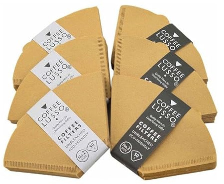 No.2 Coffee Filter Papers (Size 2) – 300 Unbleached Cone Filters for Pour Over & Drip Coffee Makers | Eco Friendly Natural Paper | COFFEE LUSSO
