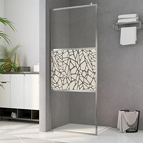INLIFE Duschwand für Begehbare Dusche ESG-Glas Steindesign 80x195 cm,21.59kg,146650