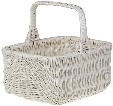 e-wicker24 stor rektangulär korg i korg - dekorativa garncabor (vit)