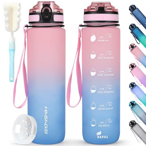 Sports Trinkflasche 1L Wasserflasche BPA Frei Tritan Sportflasche mit Verschlussdeckel und auslaufsicher, für Fitnessstudio,Schule,Radfahren,Outdoor,Sport,Fitness und Büro