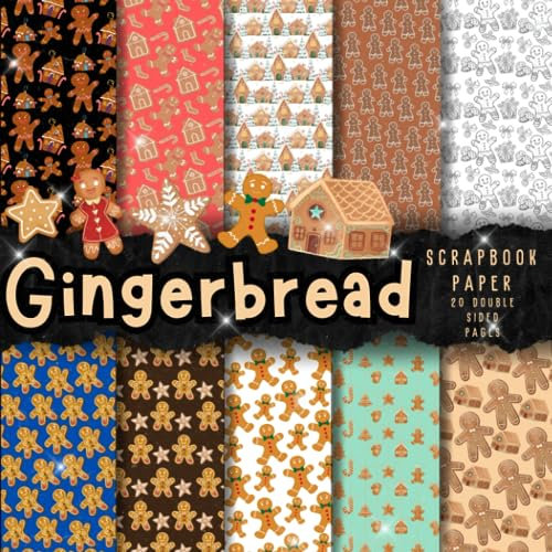 Gingerbread scrapbook paper, 8.5x8.5, 10 Designs, 20 Double-Sided Sheets: Christmas Scrapbooking Paper for Junk Journals, Decorative craft Paper for ... & Mixed Media, Origami, Collage & Card Making