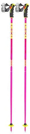 LEKI Spitfire 3D Lightweight Aluminum Ski Poles for Alpine Skiing - Neonmagenta-Neonyellow-Berry - 115 cm