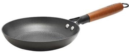 Lätt Home - Padella in Ghisa Antiadente 20 cm di Diametro - Adatta per Induzione, Vetroceramica, Gas, Forno, Griglia e Lavastoviglie - Manico Removibile in Legno di Acacia - Senza PFOA e PTFE