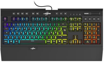 uRage Gaming Tastatur Exodus 900 Mechanical QWERTZ (Gamer Keyboard, mechanisch, taktile Switches braun, lautlos, DE Layout, Anti-Ghosting, RGB beleuchtete Tasten, Handballenauflage, Kabel) schwarz