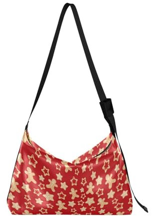 FRODOTGV Sac à bandoulière imperméable pour homme Motif pain d'épice de Noël Rouge, Pain d'épices rouge, 1 size