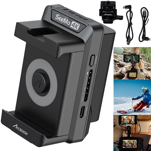 Accsoon SeeMo 4K Video Transmitter Monitoring Adapter 4K HDMI Video auf iOS-Geräten für iPad/iPhone/Kameras zum Überwachen/Aufzeichnen/Live-Stream.（Schwarz）