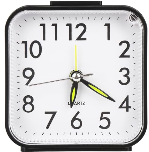 iMoebel Leise Ohne Ticken Wecker, Kinder Tragbarer Wecker, Quarzwecker mit Lauter Alarm, mit Nachtlicht und Schlummerfunktion, AA-Batteriebetrieben, für Schlafzimmer Wohnbereich Büro Reisen