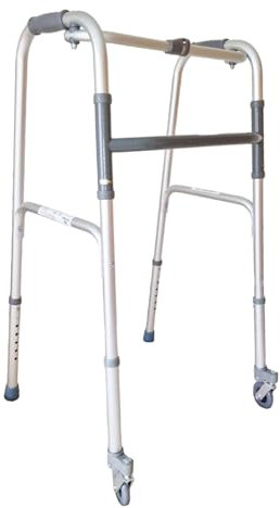 Salute Solare - Deambulatore pieghevole in alluminio anodizzato, regolabile in altezza con 2 puntali e 2 ruote piroettanti