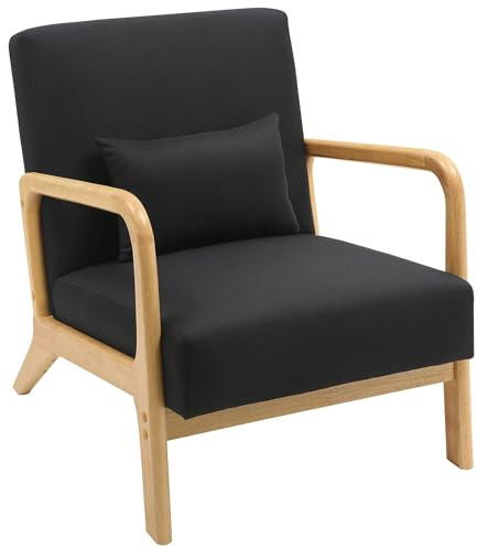 CLP Fauteuil Relax Hibbing I Fauteuil rembourré en Tissu I Structure en Bois d'hévéa I Fauteuil pour Le Salon et la Chambre à Coucher Couleur:Noir