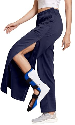 Deyeek Tear Away Pants for Women Open Bottom Post Surgery Sweatpants