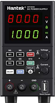 Hantek HDP180V8S - Fuente de alimentación de laboratorio programable (0-80 V/0-8 A, fuente de alimentación DC con interfaz USB, fuente de alimentación CC variable con indicador LED de 4 posiciones