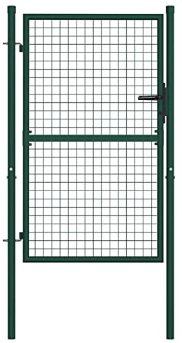 Zauntor aus grünem Stahl, grüner Außenzaun aus Stahl, mit stabilen Scharnieren, robustem Schließsystem, einfache Montage mit stabilen Scharnieren | Ideal für Garten, Innenhof, Terrasse, 100 x 125 cm