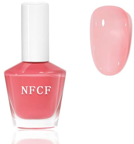 Jelly Nail Polish - Pink Nail Varnish - Jelly Coral Light Pink Quick Dry Nail Polish - Transparent Pale pink Long Lasting Nail Varnish Silky Smooth Air Dry Nail Art Gifts for Women