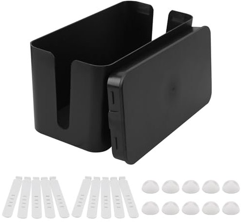 AWBEOT Scatola Cavi, Scatola di Gestione dei Cavi, Scatola Portacavi, Scatola Nascondi Cavo, Organizzatore Raccogli Cavo, Materiale PP Isolante (Nera, Piccolo)