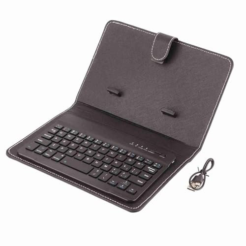 Grcfumo Tastiera bluetooth universale, coperchio a custodia tastiera del telefono, tastiera wireless per telefoni Android iOS (Nero)