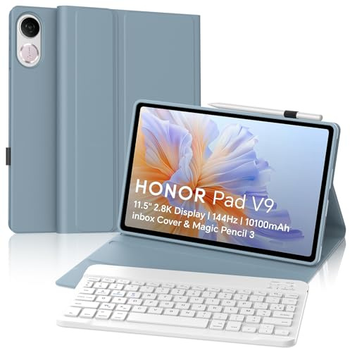 FOGARI Étui Clavier pour Honor Pad V9 Tablette 11.5 Pouces 2025 | Housse pour Honor Pad V9 2025 11.5, AZERTY Français Clavier Magnétique Bluetooth sans Fil, Bleu