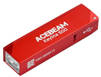 ACEBEAM Keylite 500 High Lumens Keychain Flashlight Rechargeable, Ultra-Compact Flat Pocket EDC Flashlight with Dual LEDs, 6 Modes, Type-C Charging, Small MINI Flash Light for Emergency, Home, Outdoor