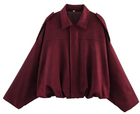 Chaqueta Bomber Mujer de Ante Sintético Casual Chaqueta de Solapa Chaquetas de Invierno Vintage Chaquetas de Cuero para Mujer Abrigo de Piloto para Exteriores 2025 Ropa Informal de Otoño