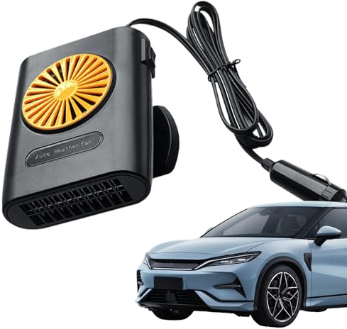 Fyrdyn Calentador de Coche,Desempañador Parabrisas 12V Para Automóvil - Ventilador Compacto Para Camping Invernal Coche Camiones Autocaravanas Y Antivaho Para Ventanas