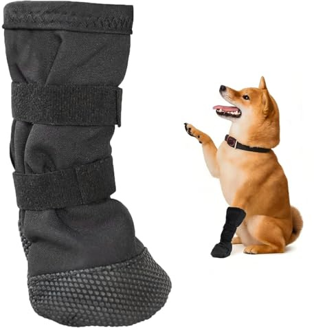heqxwl Hundeschuhe Pfotenschutz Wasserdicht – Atmungsaktive Hundepfoten-Schutzsocken für VerletzungsPflege, Anti-Rutsch Hunde Schuhe für Innen & Außen, S/M/L Größen, Schwarz