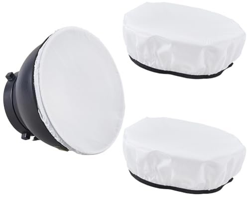 CREATCABIN 2 pz. Diffusore Luce Copri Lampada Paralume Morbido Bianco Riflettore Paralume Rotondo Diffusore Tessuto per Studio Fotografico Stroboscopio Riflettori Standard Flash 420mm