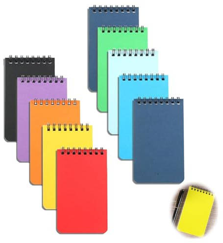 10 A7 Notizblock 50 Blatt Spirale Mini Notizbuch Liniert Sortiert | Leicht, handlich, robust, weicher Einband, sauberer Schnitt, praktisch, vielseitig, tragbar, farbenfroh, flexibel, handlich