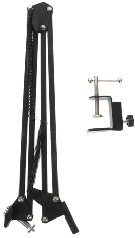 FELTECHELECTR Support pour Webcam à Bras Articulé Métallique Noir Fixation 1/4, Double Ressorts Renforcés, Stabilité Renforcée pour Bureau, Streaming, Enregistrement Vidéo et Visioconférence