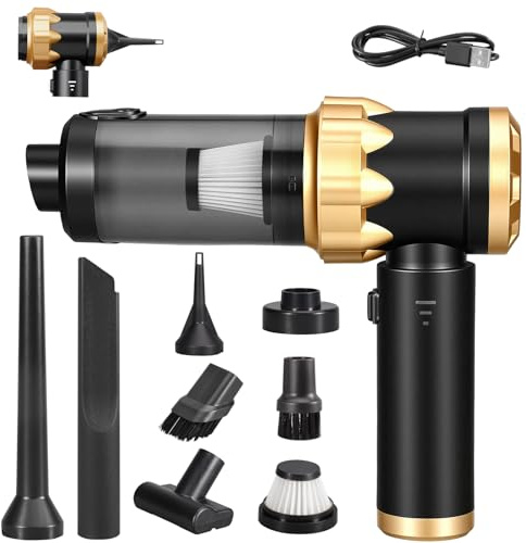 Handheld Vacuum Cleaner Car Cordless, 26000Pa 4-in-1 Powerful Car Vacuum Cleaner, 3 Speed Mini Vacuum Air Duster Cordless, Lightweight Rechargeable Portable Vacuum for Car, Home, Pet Hair, Black Gold