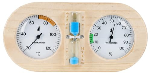 Toddmomy Thermomètre de Sauna en Bois - Hygromètre analogique avec minuteur de 10 Minutes - Hygromètre Mural pour Sauna intérieur