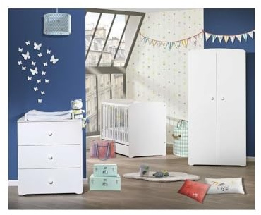 Baby Price 1p375 Babyzimmer Kinderzimmer Trio Bett + Kommode + Schrank