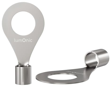 Lumonic 25x Ringkabelschuh 4,0-6,0mm² blank | M8 | Kupfer verzinnt | sichere Kabelverbindung ohne Löten | Crimp-Kabelschuh unisoliert | KFZ, Maschinenbau, Wohnmobil, Batterie