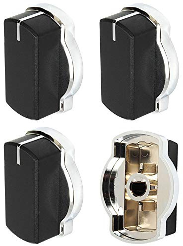 Spares2go Control Switch Knob for Belling Oven Hob (Black/Silver, Pack of 4)