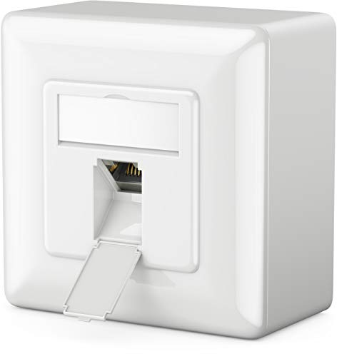 deleyCON 1x CAT6 Universellt Nätverksuttag - 1x RJ45-Port - Skärmad - Ytmonterad eller Infälld - 1 Gigabit Ethernet-Nätverk - EIA/TIA 568A&B - Vit