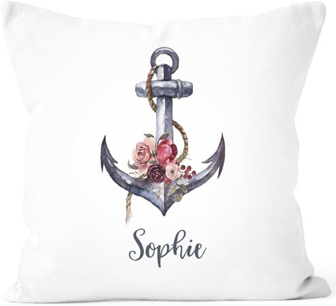 SpecialMe® Kissen-Bezug mit Namen und Buchstabe Kissen-Hülle Namenskissen Baumwolle personalisierte Geschenke Dekokissen Weiss Unisize