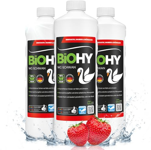 BiOHY WC-Schwan (3 x 1 Liter) | WC-Reiniger Gel für hygienische Sauberkeit bis unter den Rand | angenehmer, langanhaltender Frische-Duft | Beugt Kalk und Urinstein vor