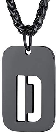 FindChic schwarz Militärischen Erkennungsmarke Alphabet D Halskette Armee Stil Dog Tag Anhänger mit Gravur für Herren männer
