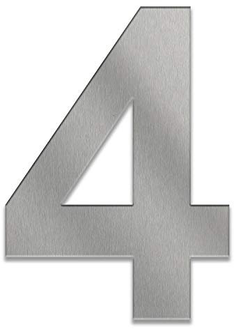 ZALAFINO Hausnummer aus Edelstahl in anthrazit/schwarz / DB703 / Edelstahl natur 0-9 und a-f - Größe konfigurierbar (10 cm, 4)