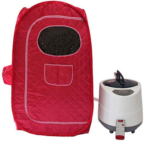 KOVFBRO Tienda de sauna Sauna portátil en el hogar Sauna personal Residencial Sauna de vapor 220V 2L 1000W (1,5 años de garantía) Roja