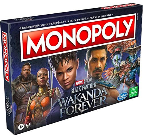 Monopoly: Marvel Studios' Black Panther: Wakanda Forever Edition Brettspiel für Familien und Kinder ab 8 Jahren, Spiel für 2-6 Spieler