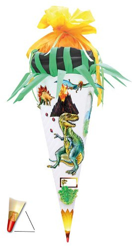 BASTELSET Schultüte - Dinosaurier 85 cm - mit Holzspitze - Zuckertüte Roth ALLE Größen - 6 eckig Dino Dinos Saurier Urzeit grün