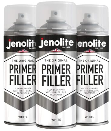 JENOLITE Primer Filler Spray Paint | WHITE | High Fill Multi-Surface Primer Paint | Fills Small Dents & Scratches | Perfect For Car Bodywork, 3D Printer Models & More | 3 x 400ml
