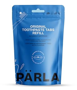 PÄRLA Original Toothpaste Tablets with Fluoride - Refill 62s, 1 Month Supply - for Enamel Protection - Travel-Friendly, Low-Waste, Plant-Based - Peppermint