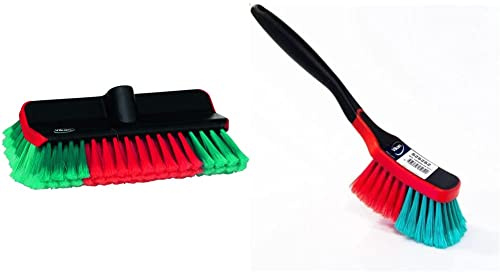 Vikan 524752 Washing Brush, Water Fed, High/Low, Soft/Split, Black, 280 mm Length, 150 mm Width, 90 mm Height & 525252 Vehicle Brush, Soft/Split, Black, 290 mm Length, 70 mm Width