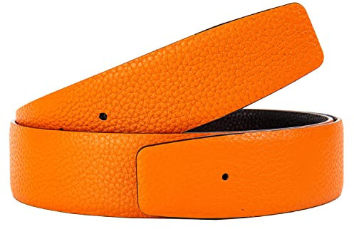 titiroa Ersatz-Gürtelriemen Wendegürtel aus echtem Leder Breite 38MM Length 105CM Schwarz/Orange