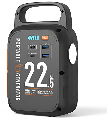 CAPTOK Crank Power Bank 22500mAh, 18W carga rápida USB tipo-C, 83.25Wh generador de energía con luz LED para emergencia camping al aire libre.