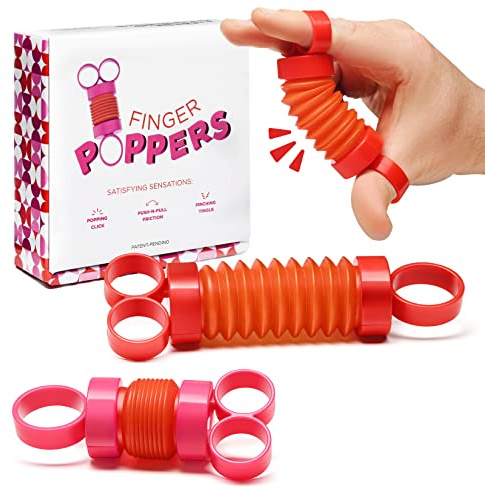 Finger Poppers Fidget Toys, 2er-Set für Frauen Männer, Fingerspielzeug, Stressabbau, Fingerstärker, Sensorisches Anti Stress Spielzeug, Therapeutisches Spielzeug, Abbau von Ängsten und Spannungen