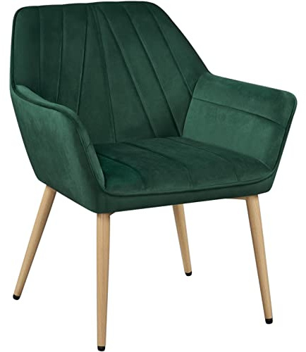 Yaheetech Velvet Accent Chair, Modern Armchair with Flared Wide Arms and Metal Legs, Tufted Vanity Chair for Make up Room/Living Room/Bedroom, Green